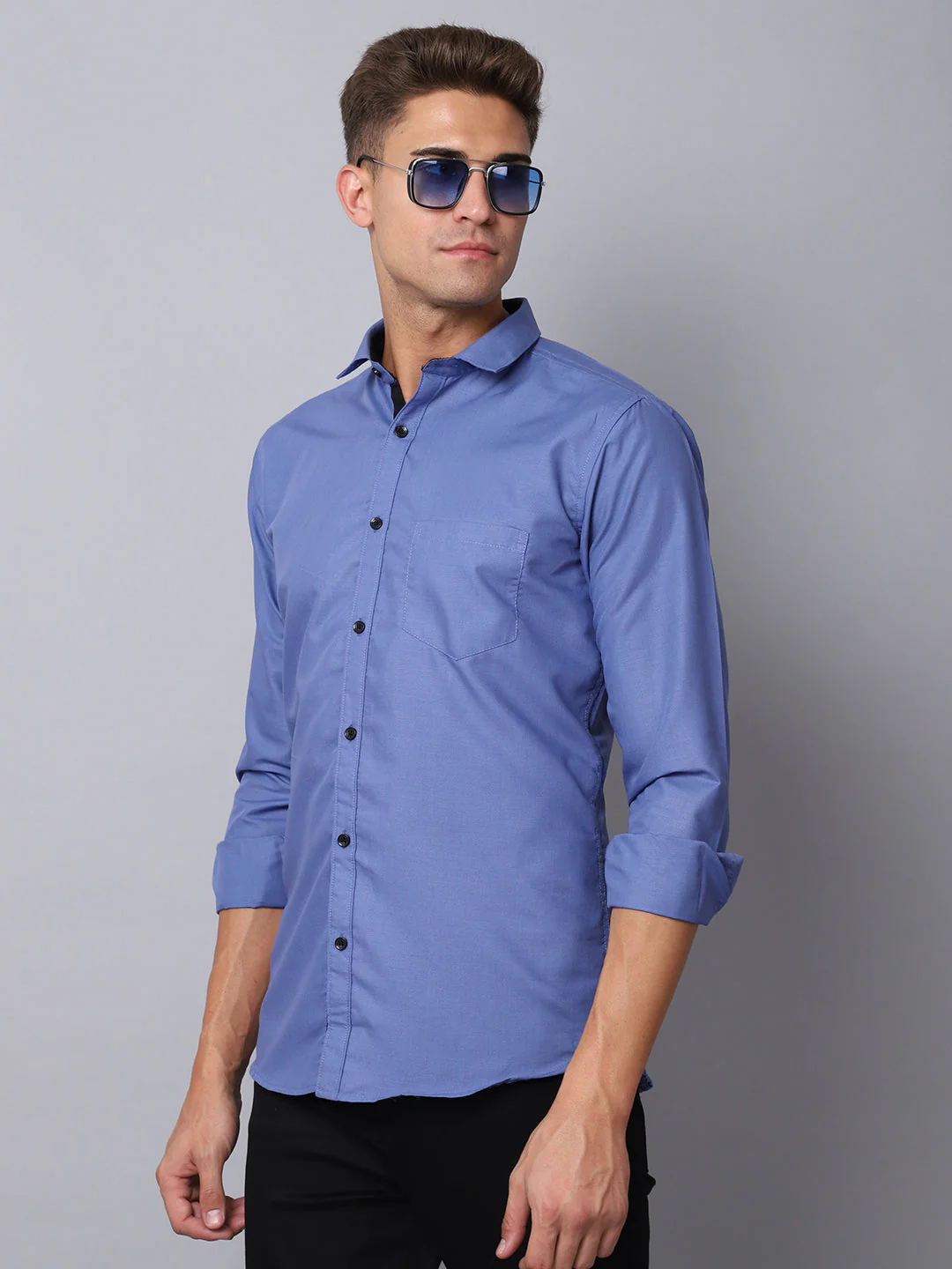 Appriciable Casual Solid Shirt - Blue - Image 3