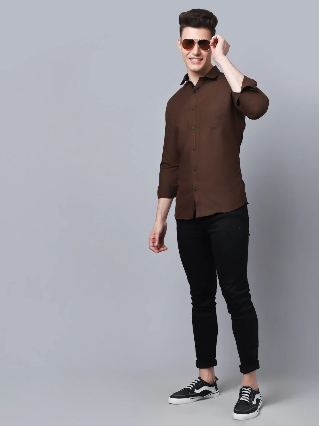 Appriciable Casual Solid Shirt - Brown - Image 4