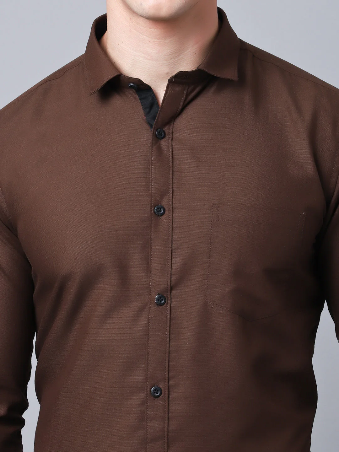 Appriciable Casual Solid Shirt - Brown - Image 5
