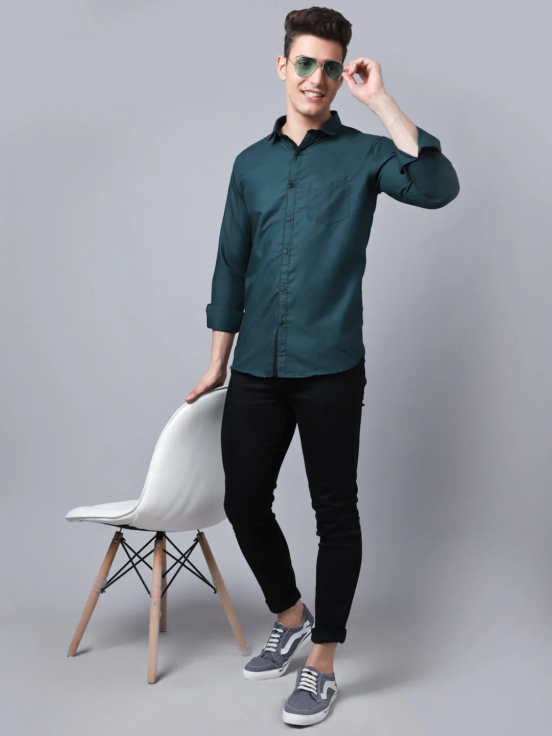 Appriciable Casual Solid Shirt - Dark Green - Image 4