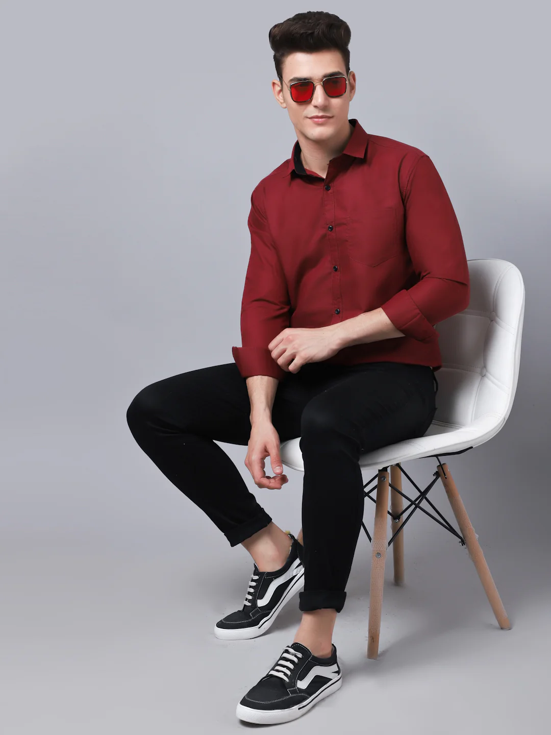 Appriciable Casual Solid Shirt - Maroon - Image 5