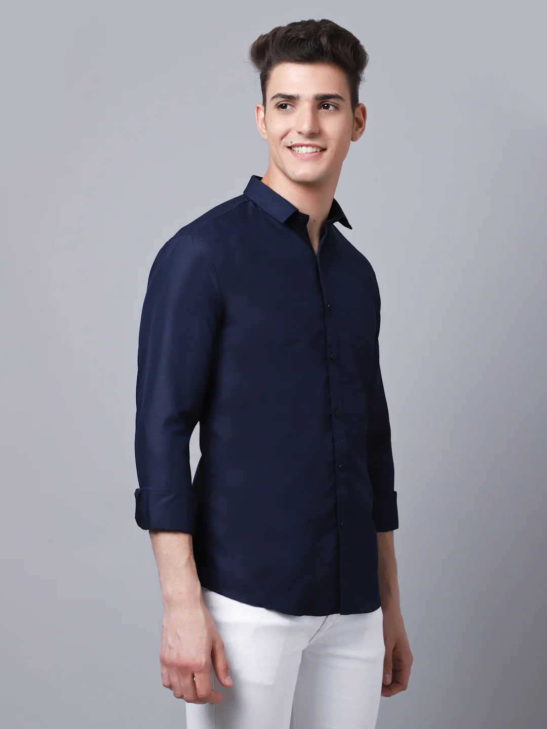 Appriciable Casual Solid Shirt - Navy Blue - Image 2