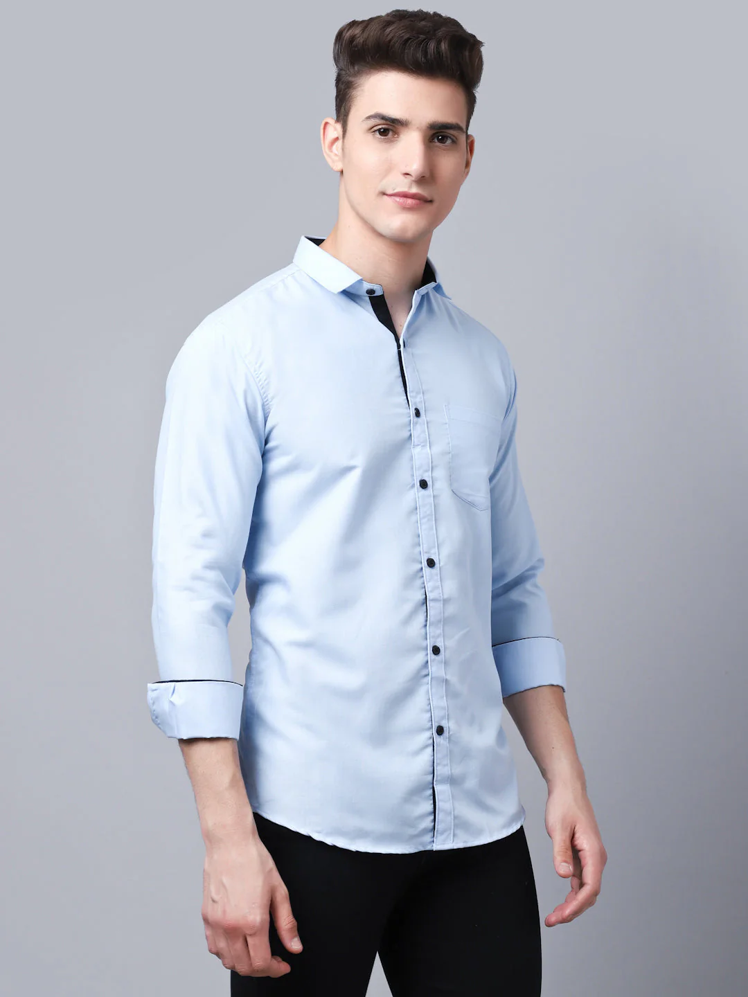 Appriciable Casual Solid Shirt - Sky Blue - Image 3