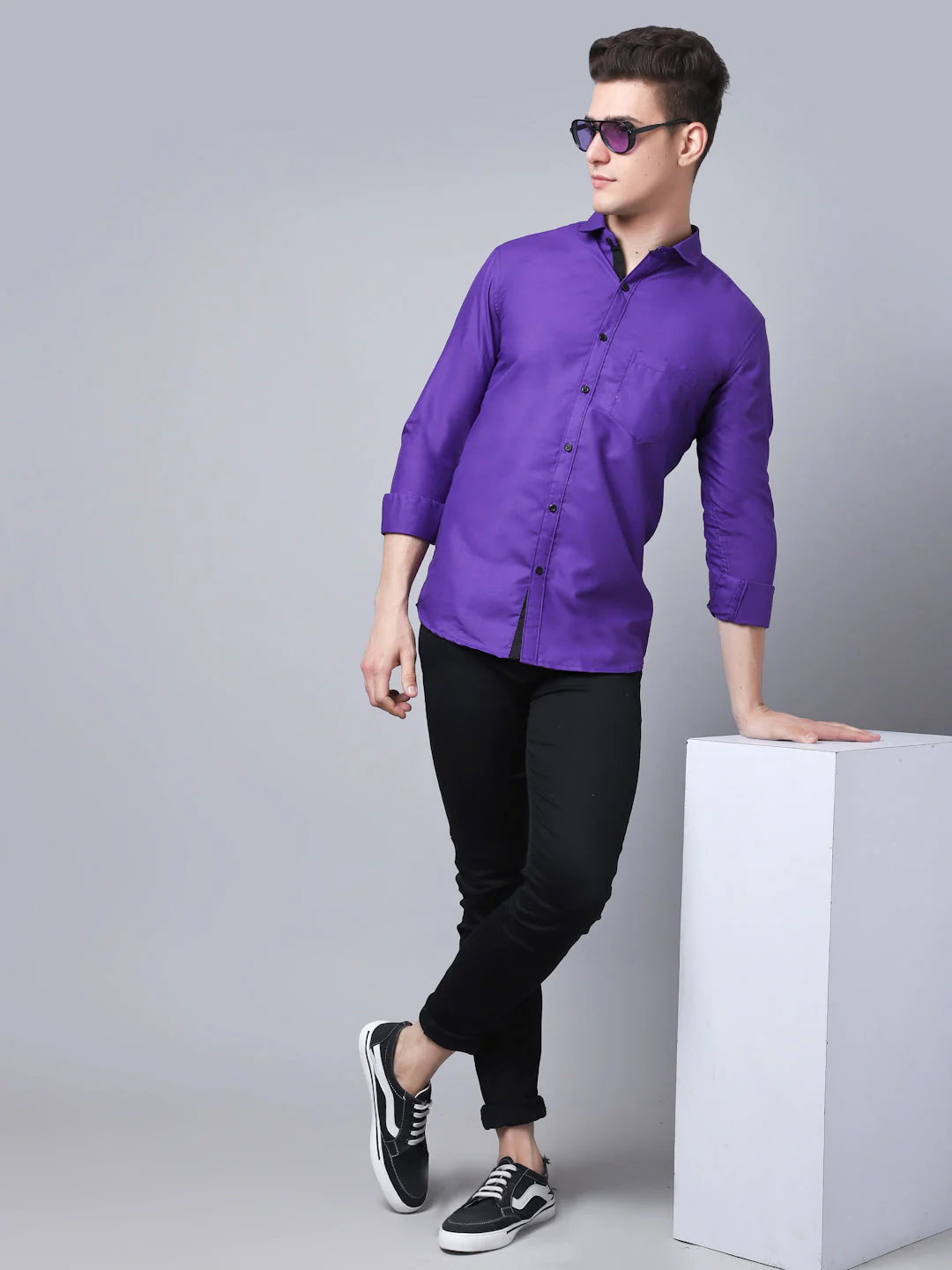 Appriciable Casual Solid Shirt - Violet - Image 3