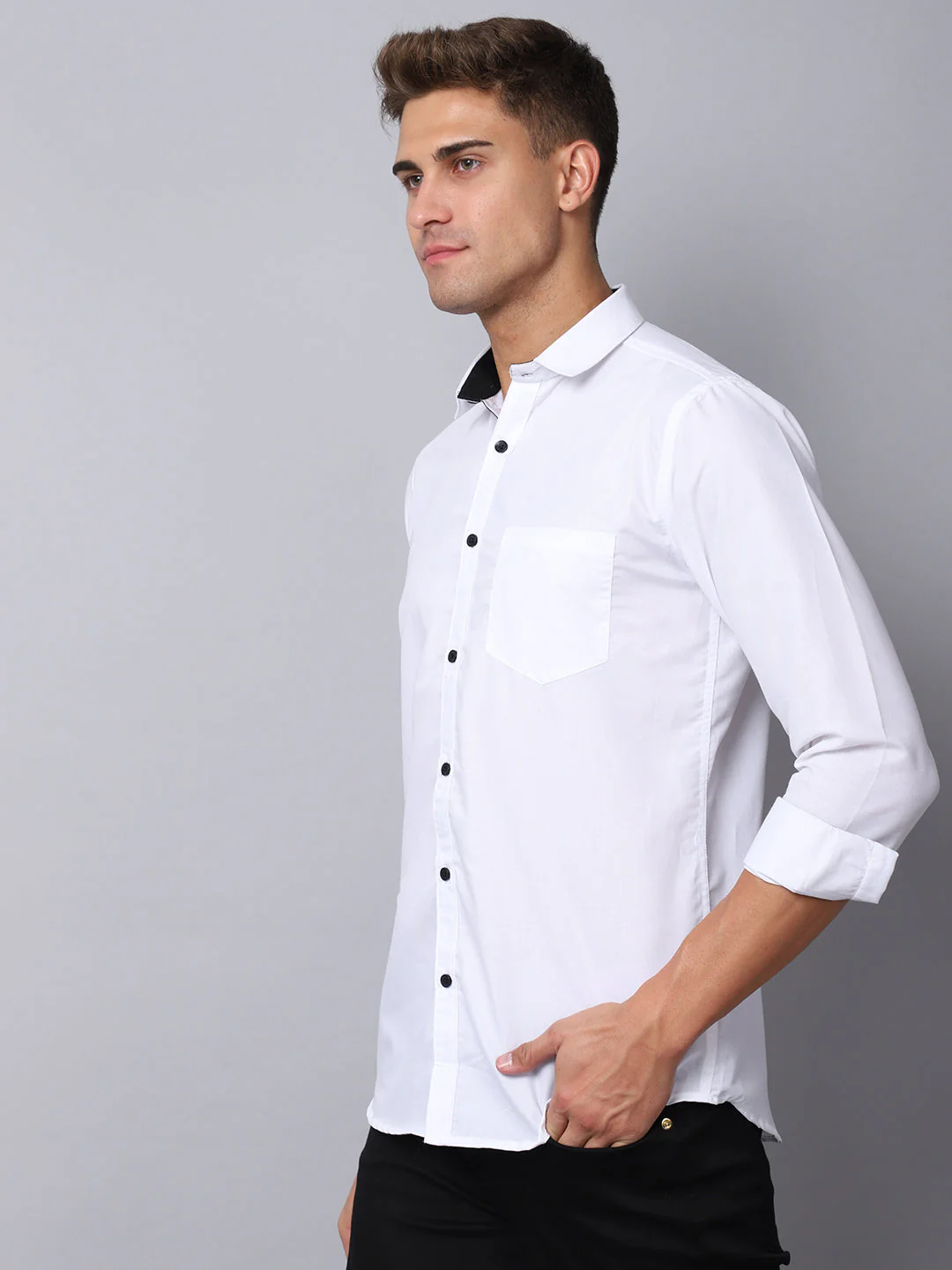 Appriciable Casual Solid Shirt - White - Image 3