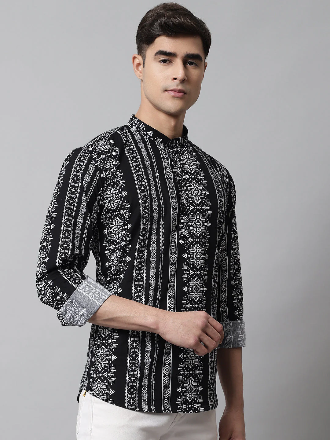 Artistic Splendor All Over Printed Pure Cotton Kurta - Black - Image 3
