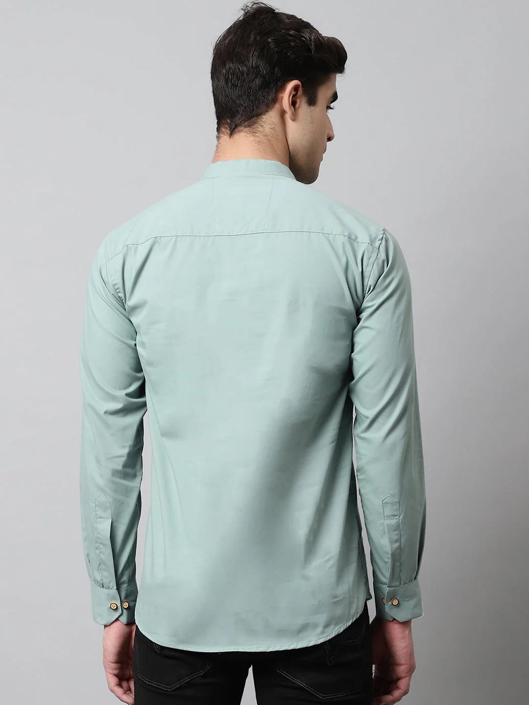 Classic Elegance Pure Cotton Solid Short Kurta - Dusty Green - Image 6