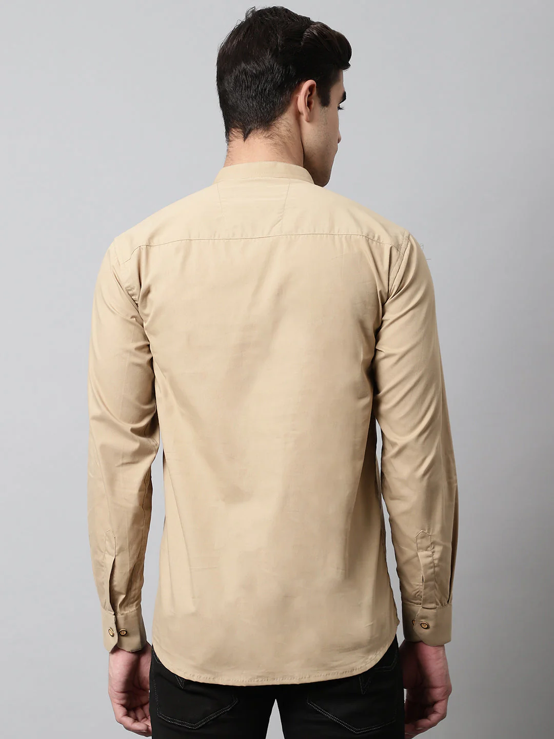Classic Elegance pure cotton solid Short kurta - Light Coffee - Image 7