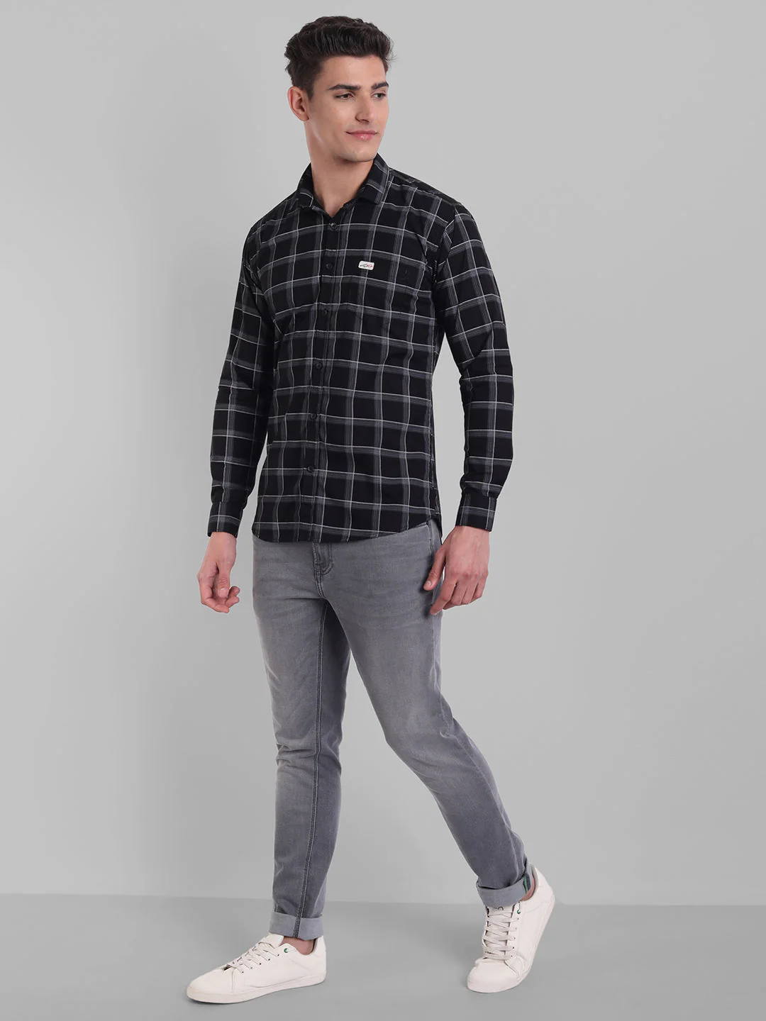 Classic Checkmate Pure Cotton Checkered Shirt - Black - Image 5
