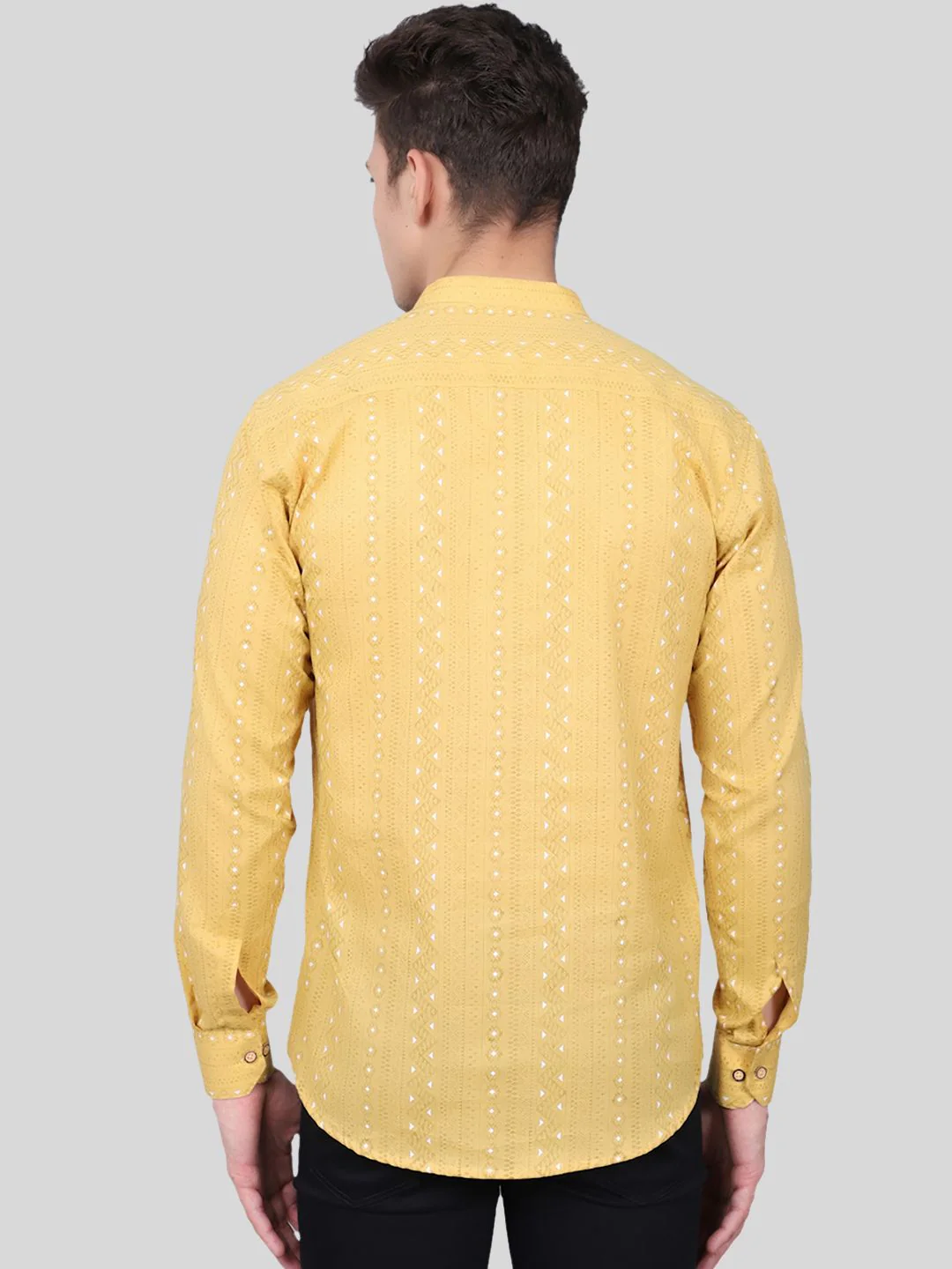 Effortless Stylish Pure Cotton Printed Short Kurta - Yellow - Image 6