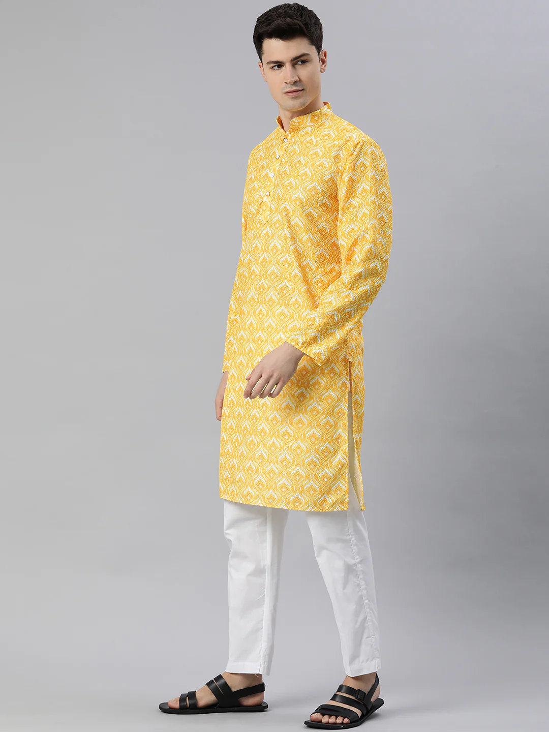 Embroidered Long Kurtas for Every Occasion-Yellow - Image 2