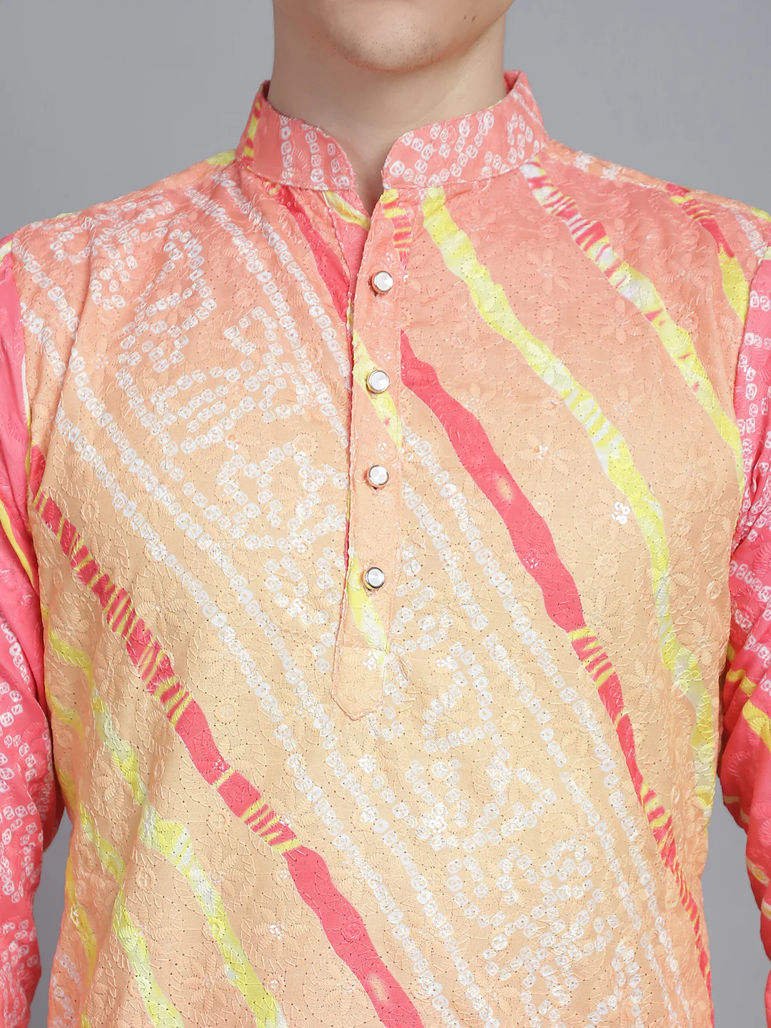Exquisite Elegance Embroidered Long Kurta-peach yw - Image 7