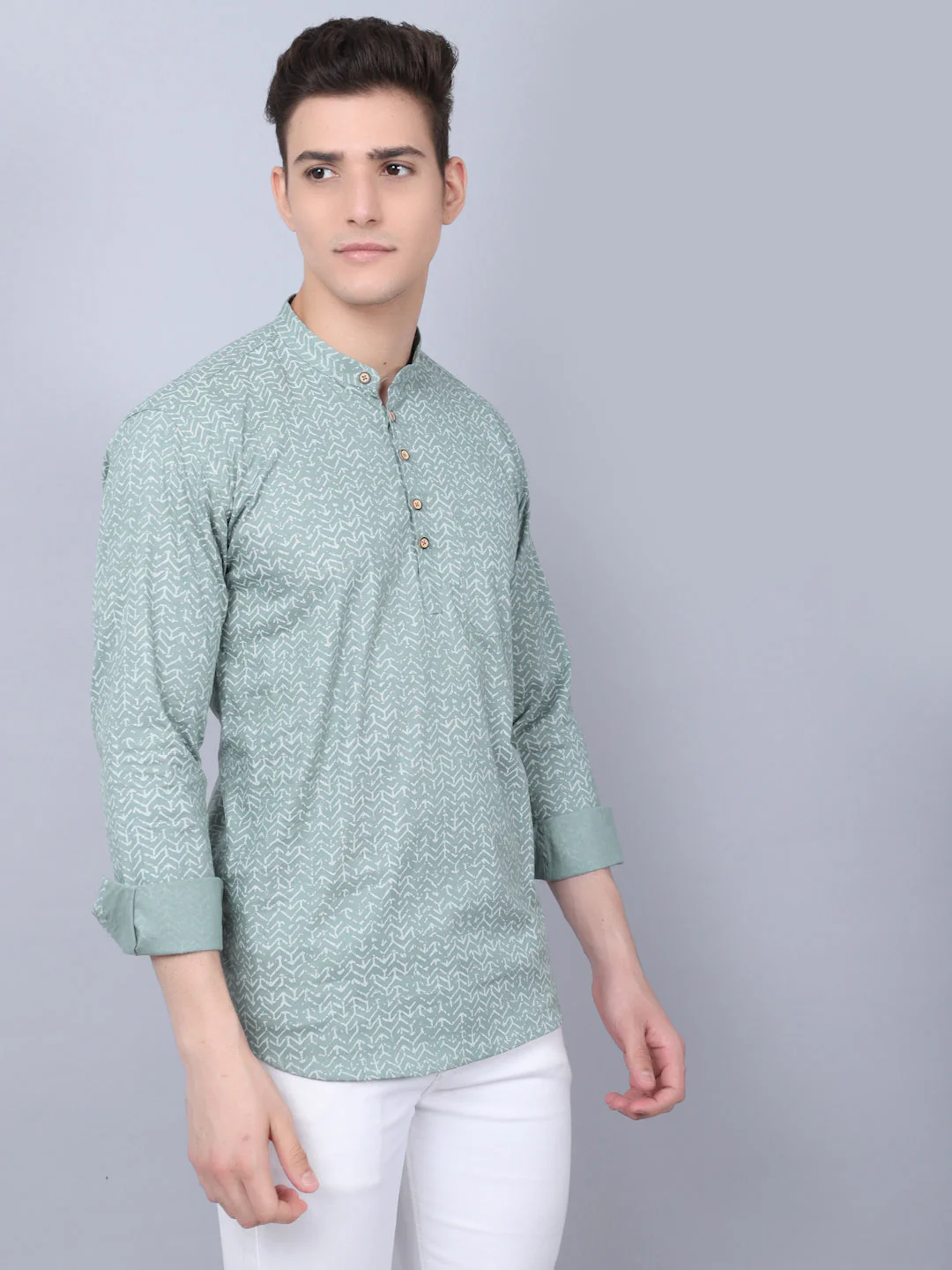 Exquisite Fusion All Over Printed Kurta - Green - Image 3