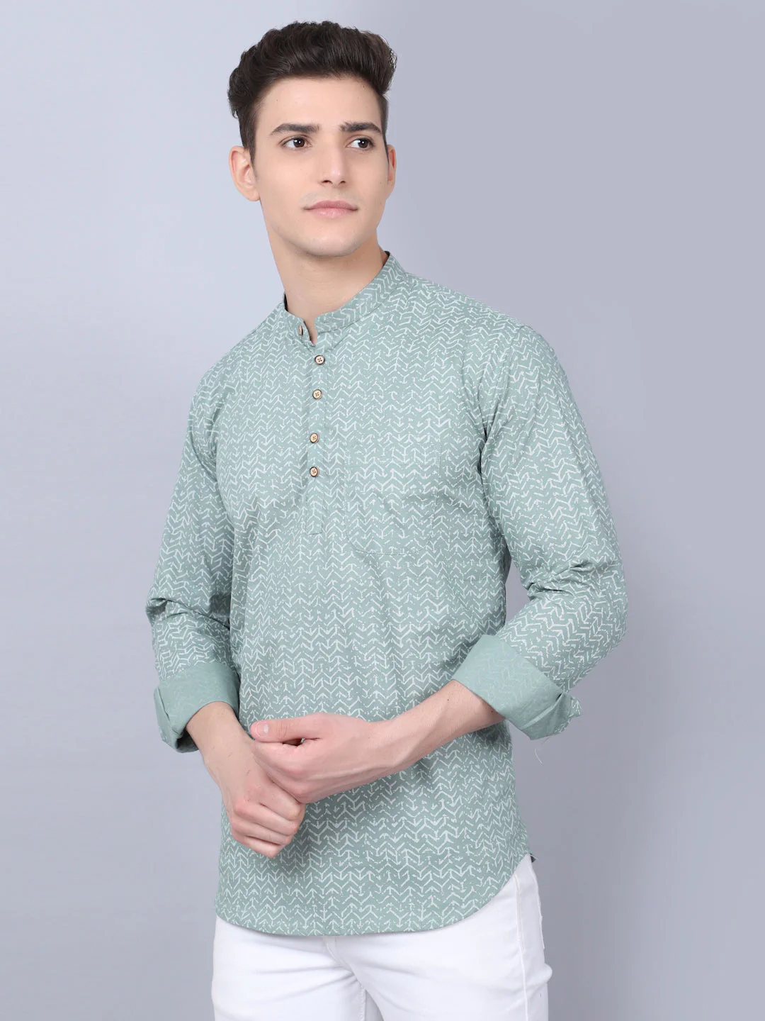 Exquisite Fusion All Over Printed Kurta - Green - Image 4