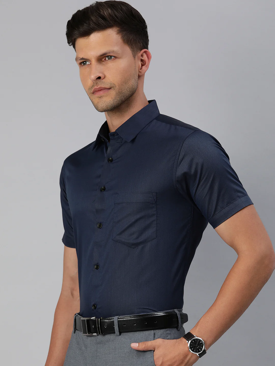 Finest Formal Half Shirt-Navy Blue - Image 3