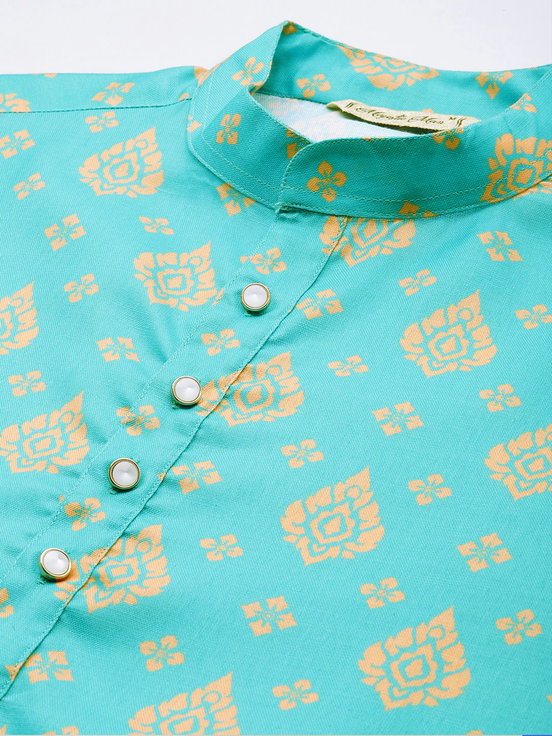 Fusion Fiesta men's long printed kurta - Rama - Image 3
