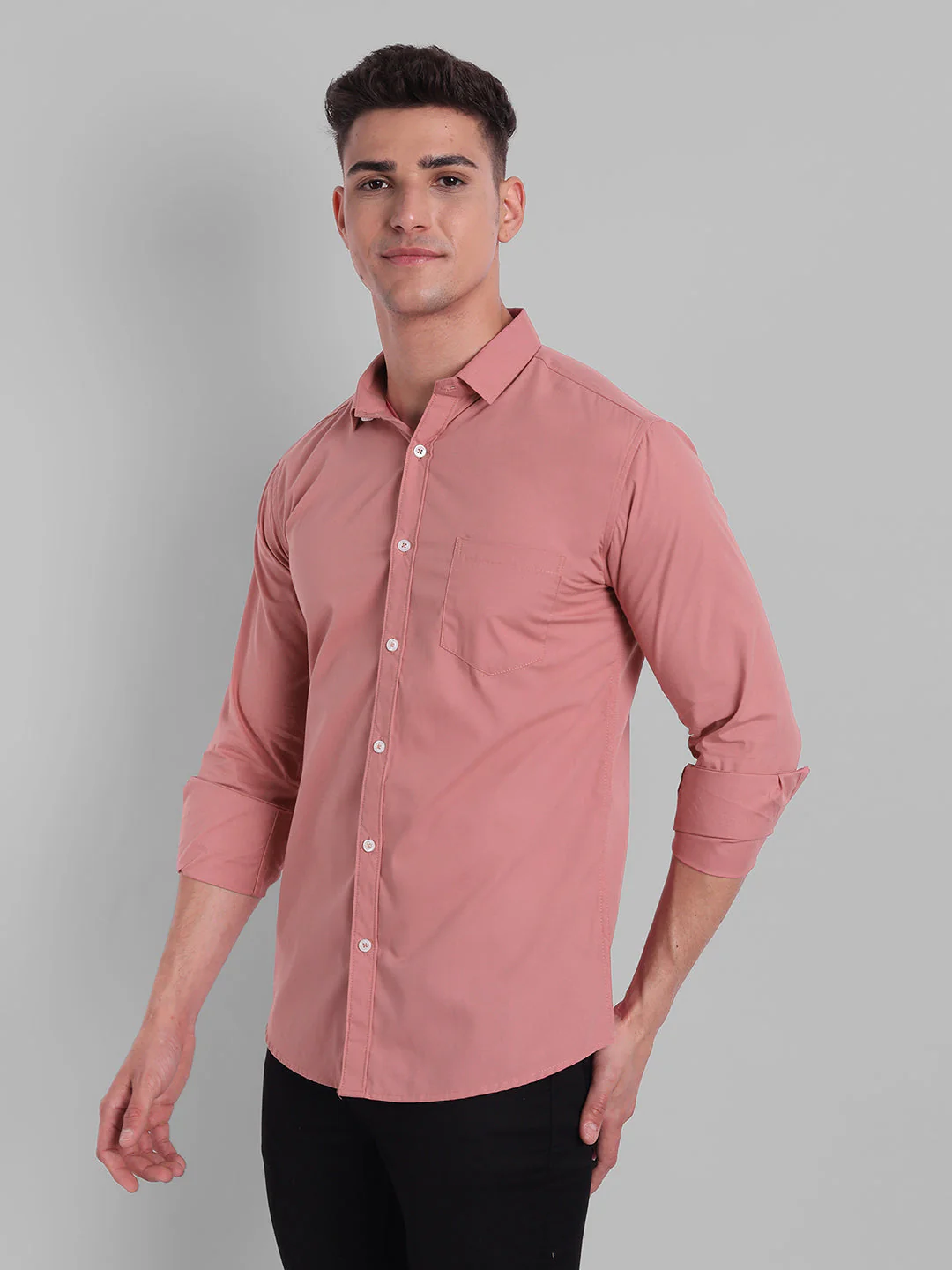 Groovy Pure Cotton Solid shirt - Dusty Pink - Image 2