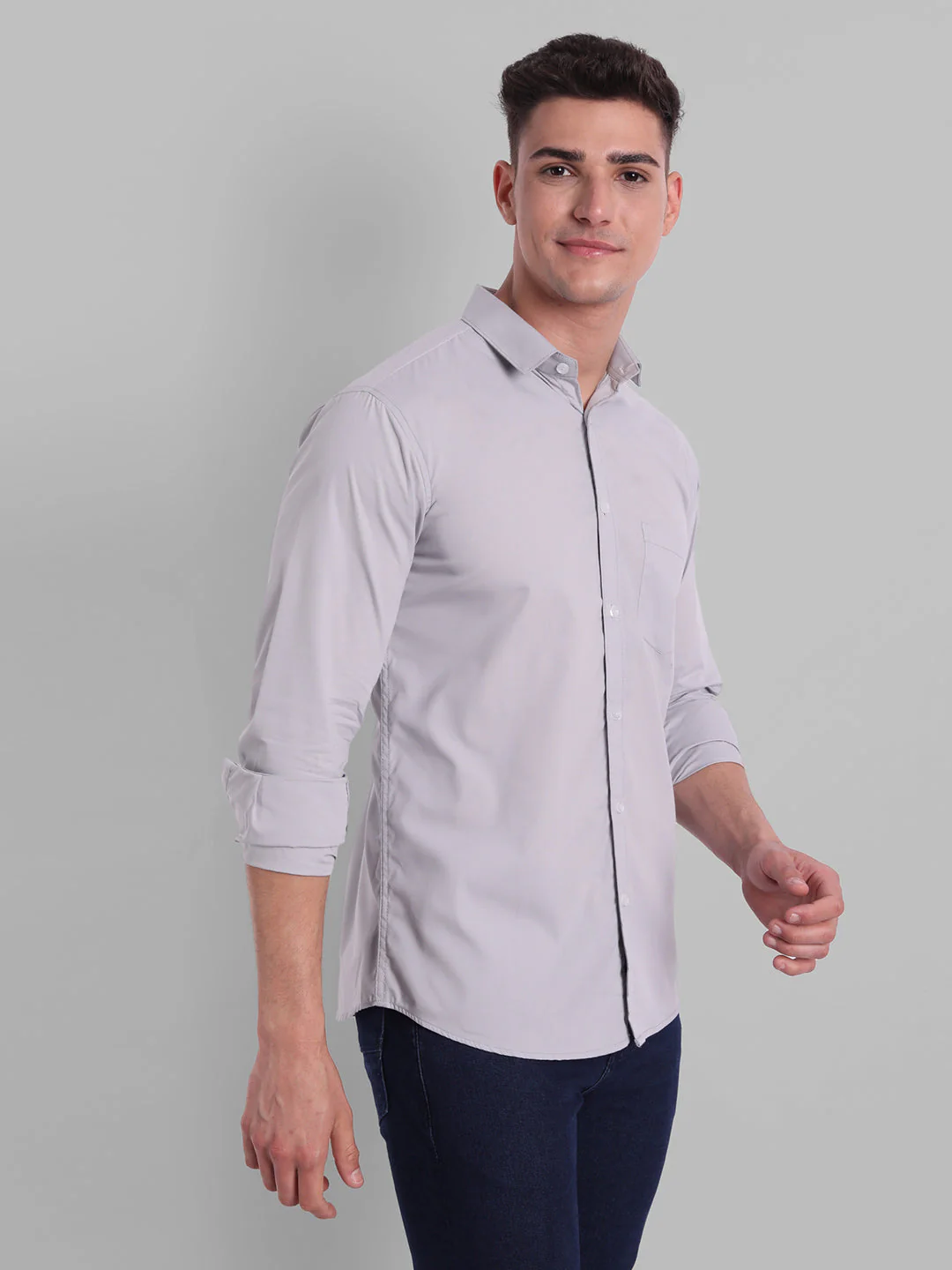 Groovy Pure Cotton Solid shirt - Light Grey - Image 2