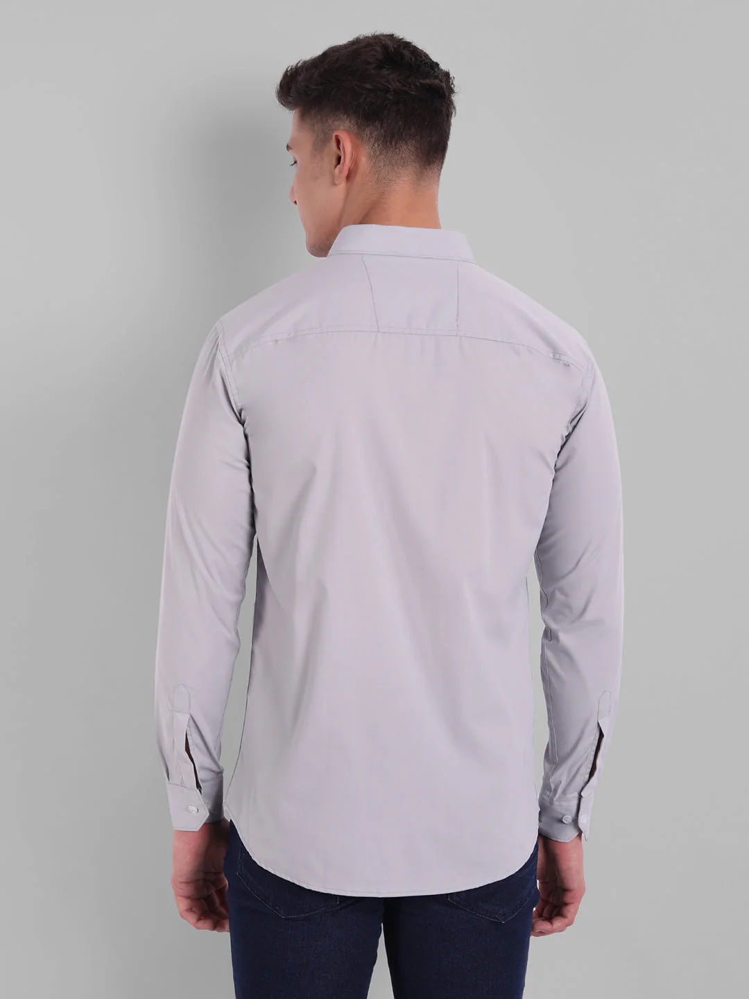 Groovy Pure Cotton Solid shirt - Light Grey - Image 4
