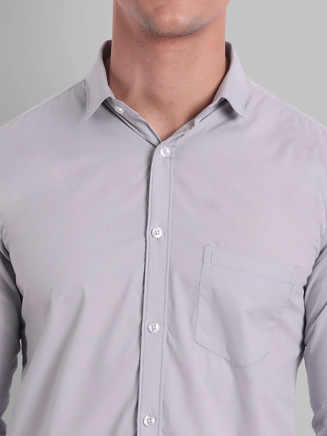 Groovy Pure Cotton Solid shirt - Light Grey - Image 5