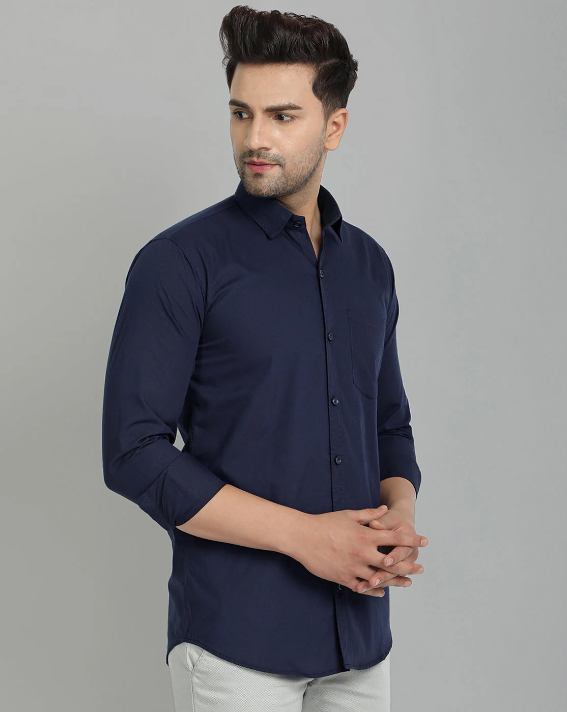 Groovy Pure Cotton Solid shirt - Navy Blue