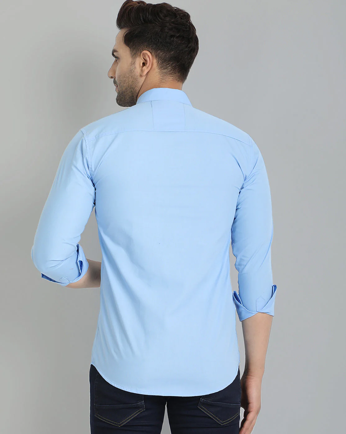 Groovy Pure Cotton Solid shirt - Sky Blue - Image 4