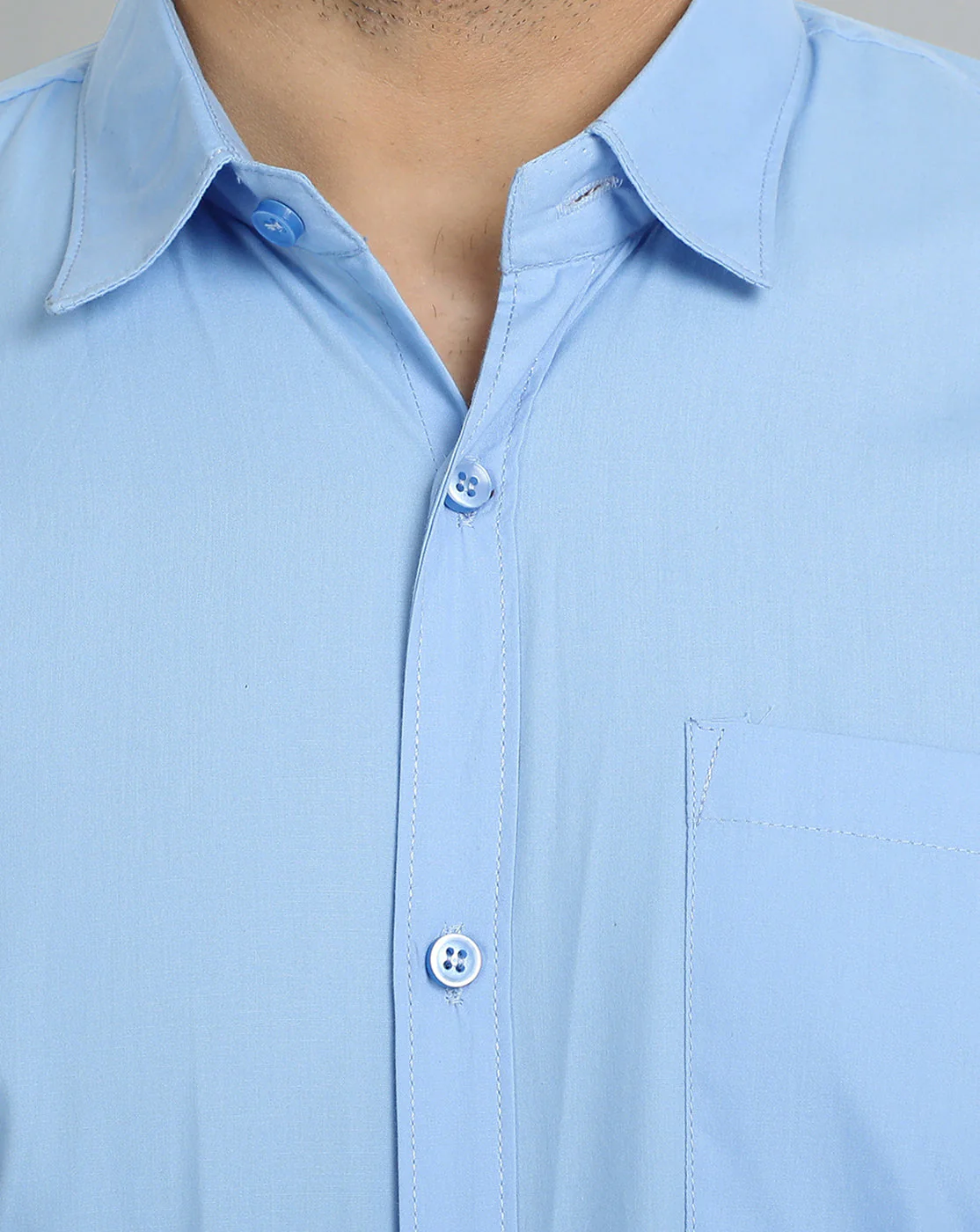 Groovy Pure Cotton Solid shirt - Sky Blue - Image 5
