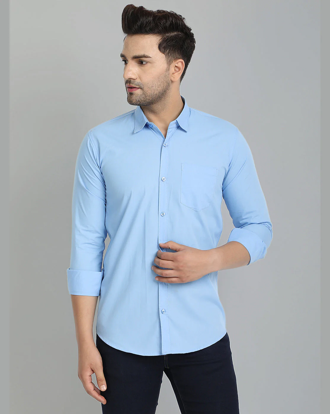 Groovy Pure Cotton Solid shirt - Sky Blue - Image 6