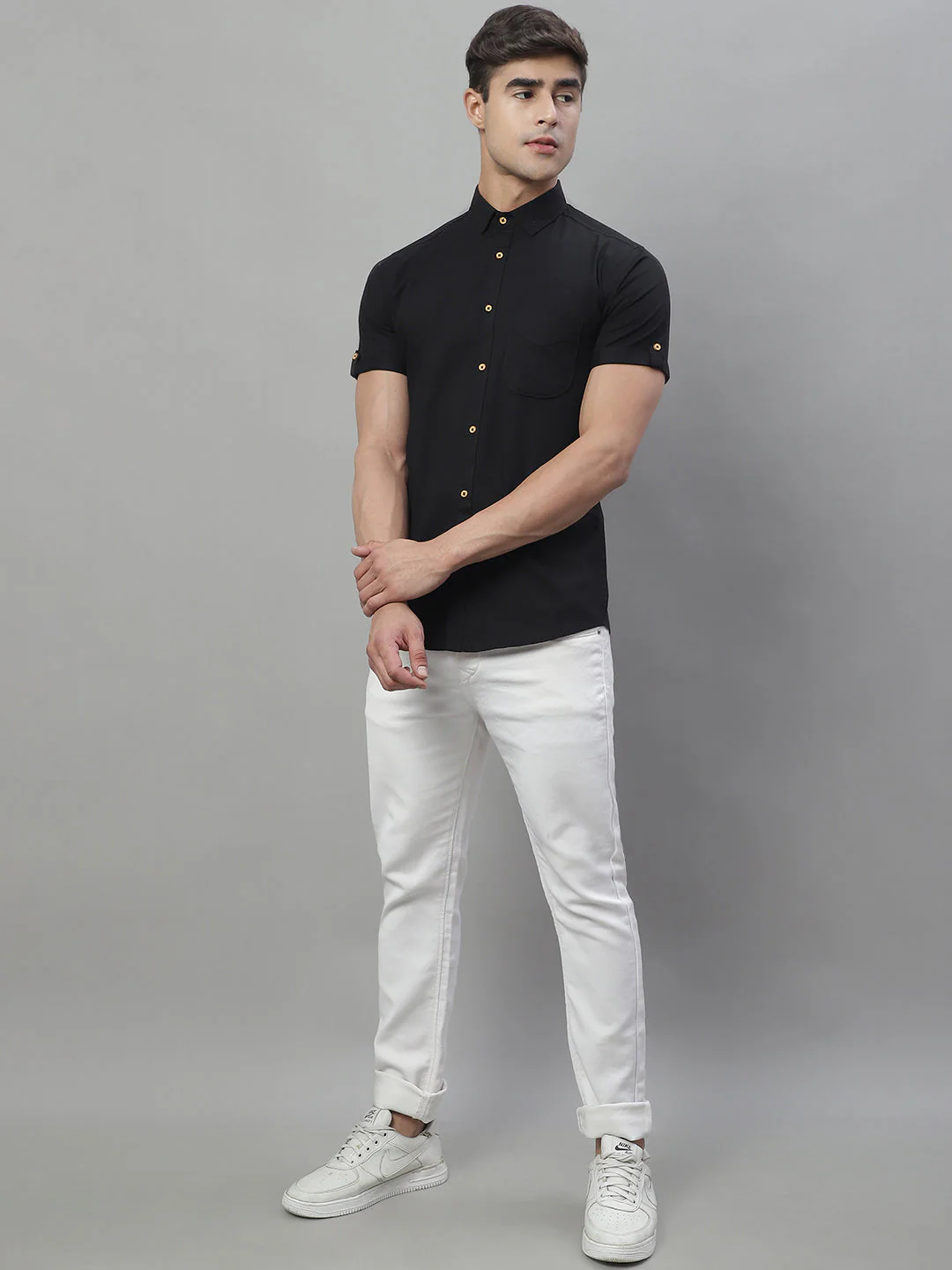 Kicky Pure Cotton Half sleeves Solid Shirt - Black - Image 7