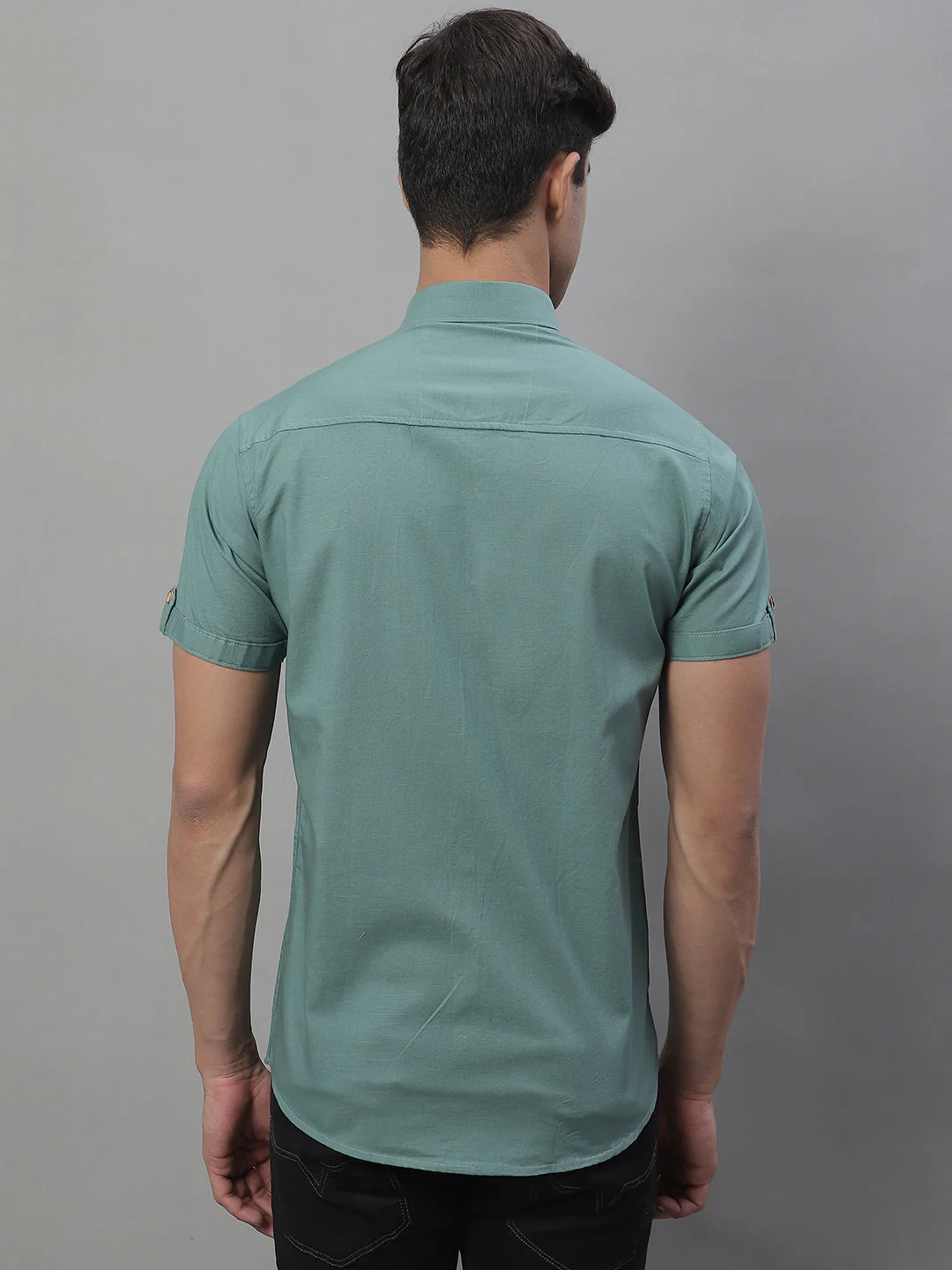 Kicky Pure Cotton Half sleeves Solid Shirt - Dusty Teal - Image 6