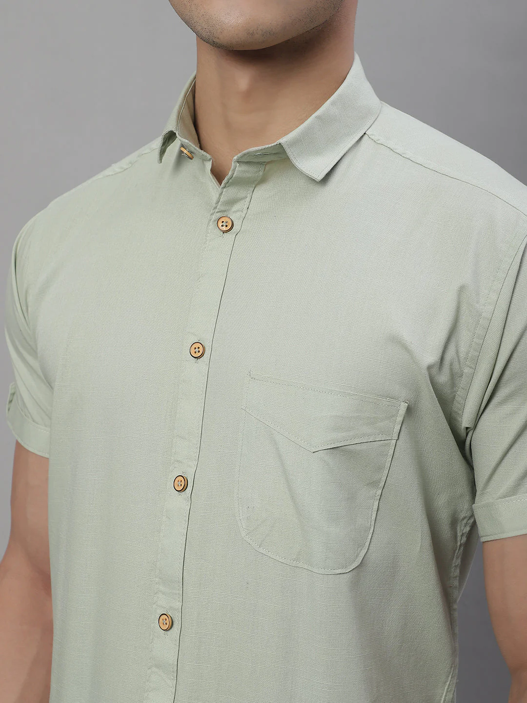 Kicky Pure Cotton Half sleeves Solid Shirt - Light Green - Image 7