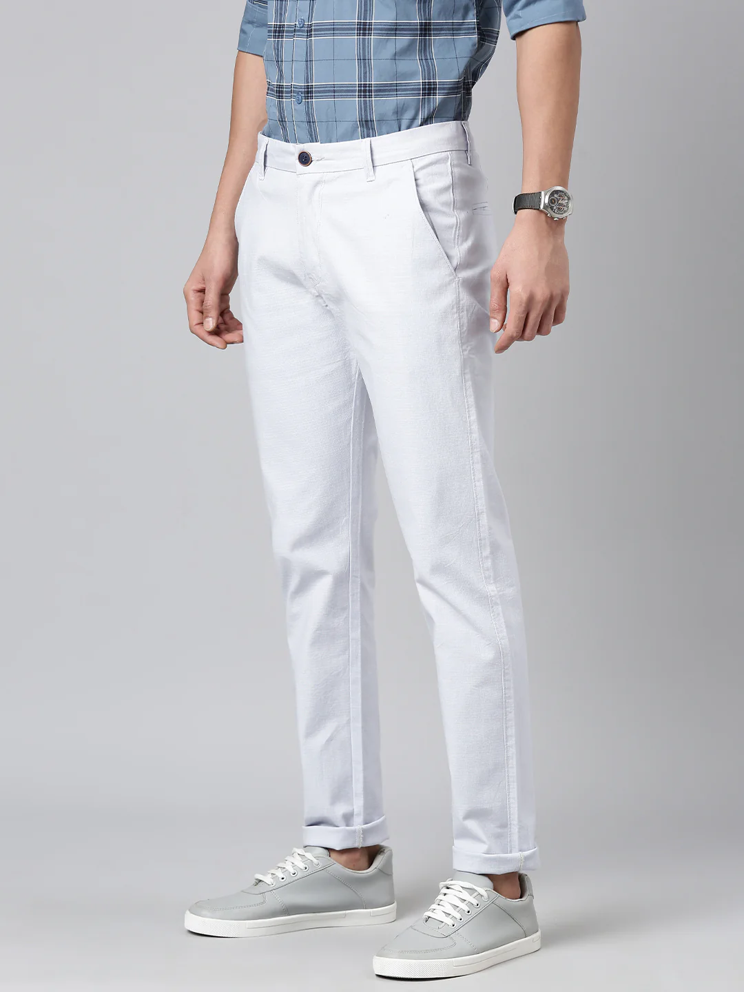 Majestic Man Regular Fit Solid Casual Trouser - Light Blue - Image 5