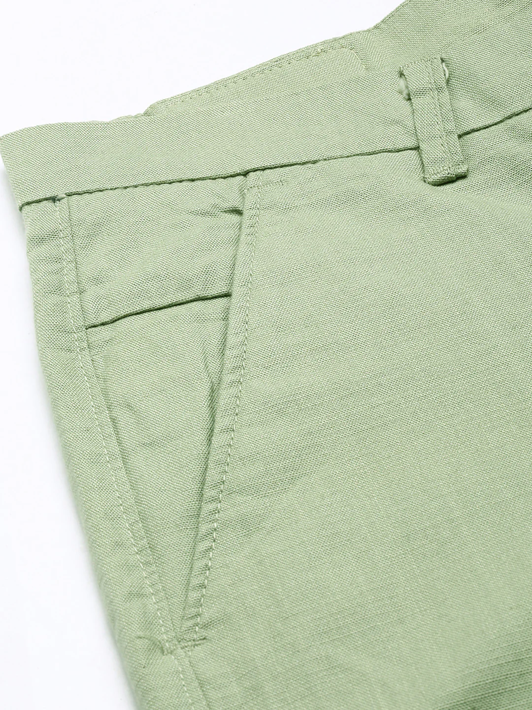 Majestic Man Regular Fit Solid Casual Trouser - Sage Green - Image 3