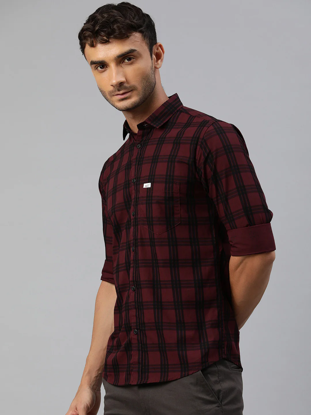Majestic Man Checkered Slim fit Cotton Casual Shirt - Magenta