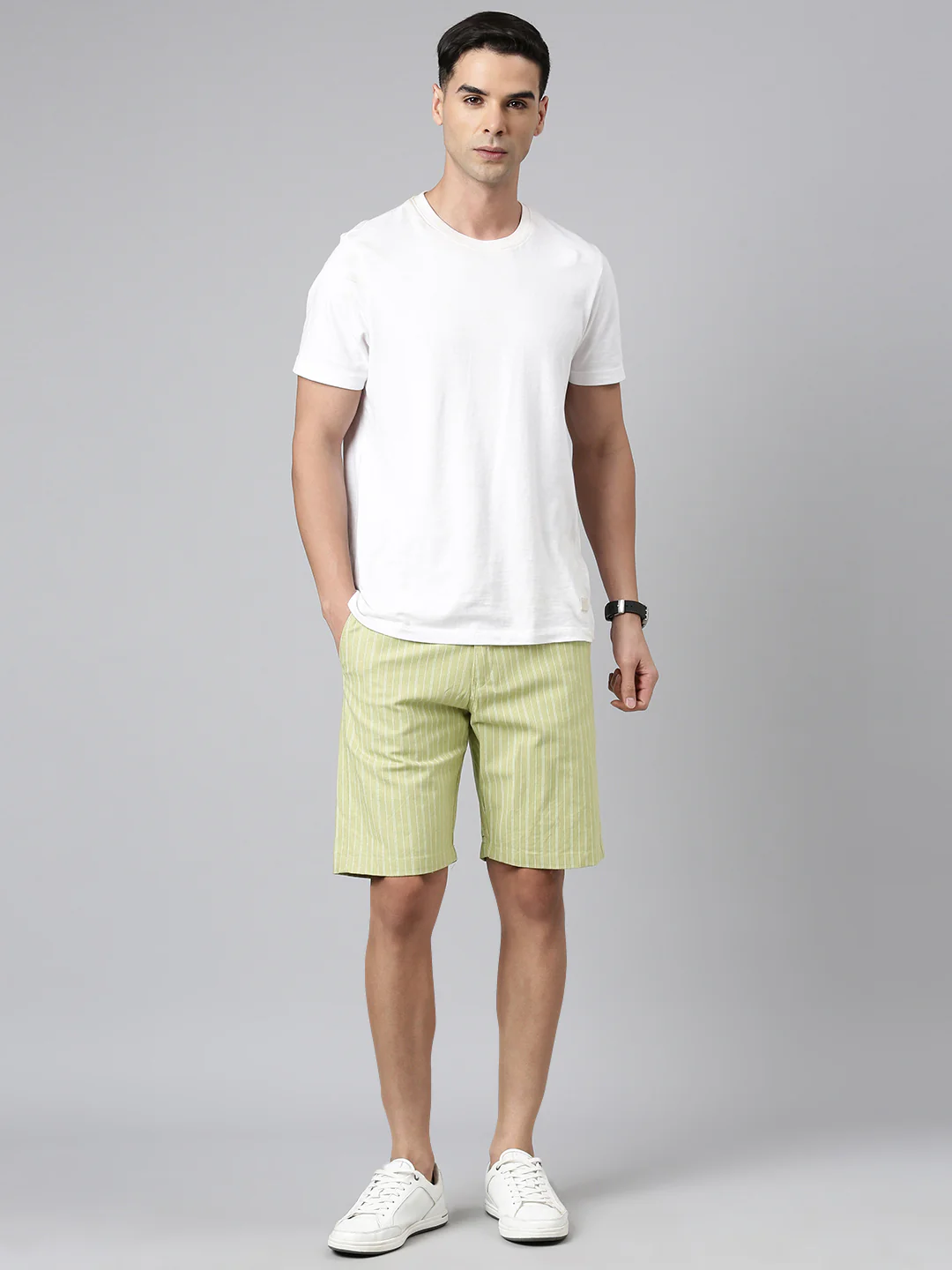 Majestic Man Regular fit Striped Shorts for Men - Beige - Image 4