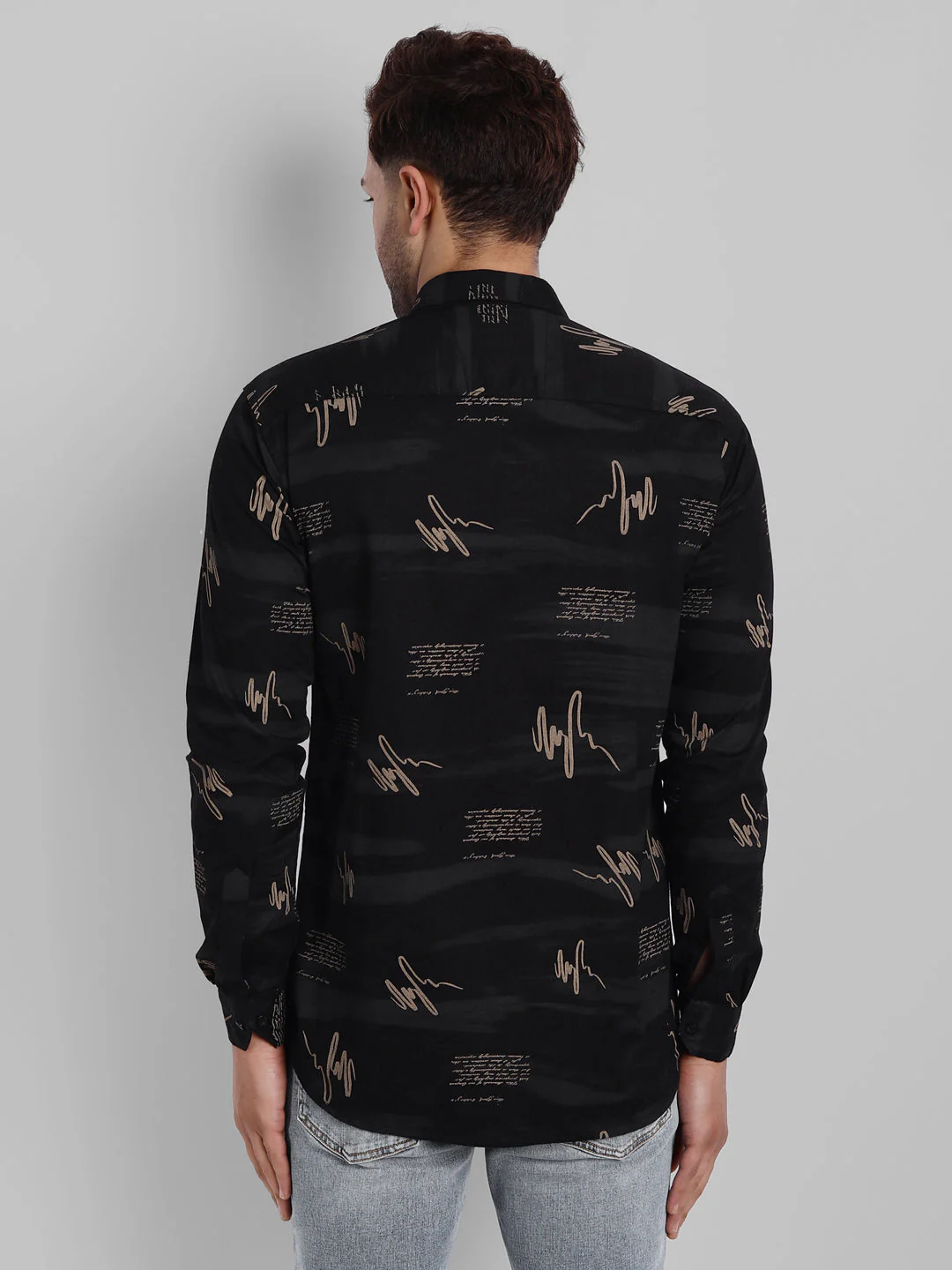 Majestic Man Pure Cotton Printed Shirt - Black - Image 5