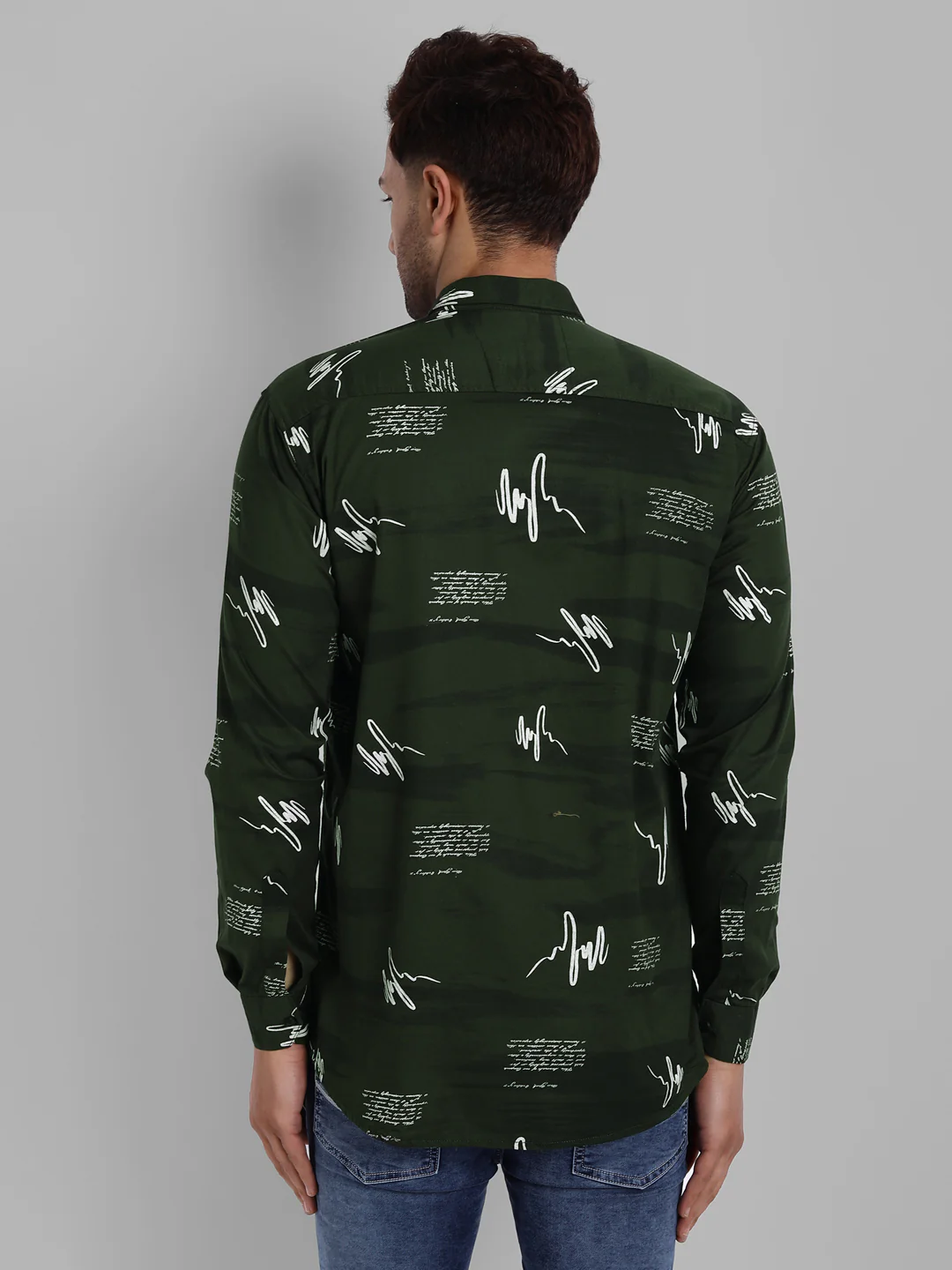 Majestic Man Pure Cotton Printed Shirt - Bottle green - Image 5