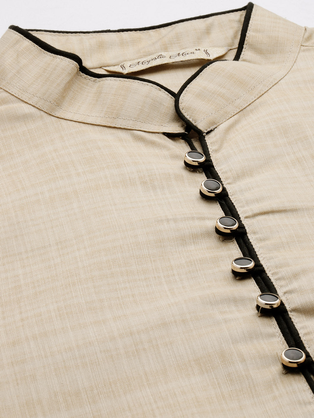 Majestic Man Regular Woven Design Fancy Long Kurta - Cream - Image 5
