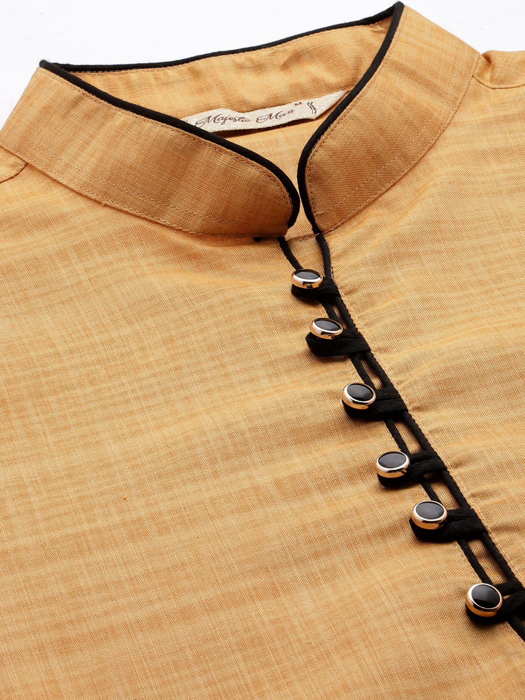 Majestic Man Regular Woven Design Fancy Long Kurta - Gold - Image 4