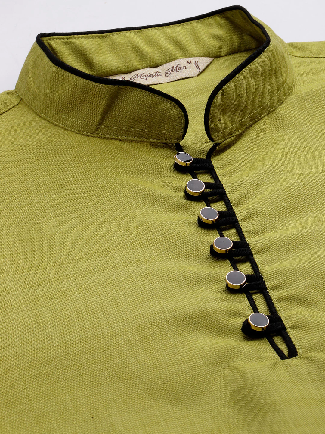 Majestic Man Regular Woven Design Fancy Long Kurta - Green - Image 4