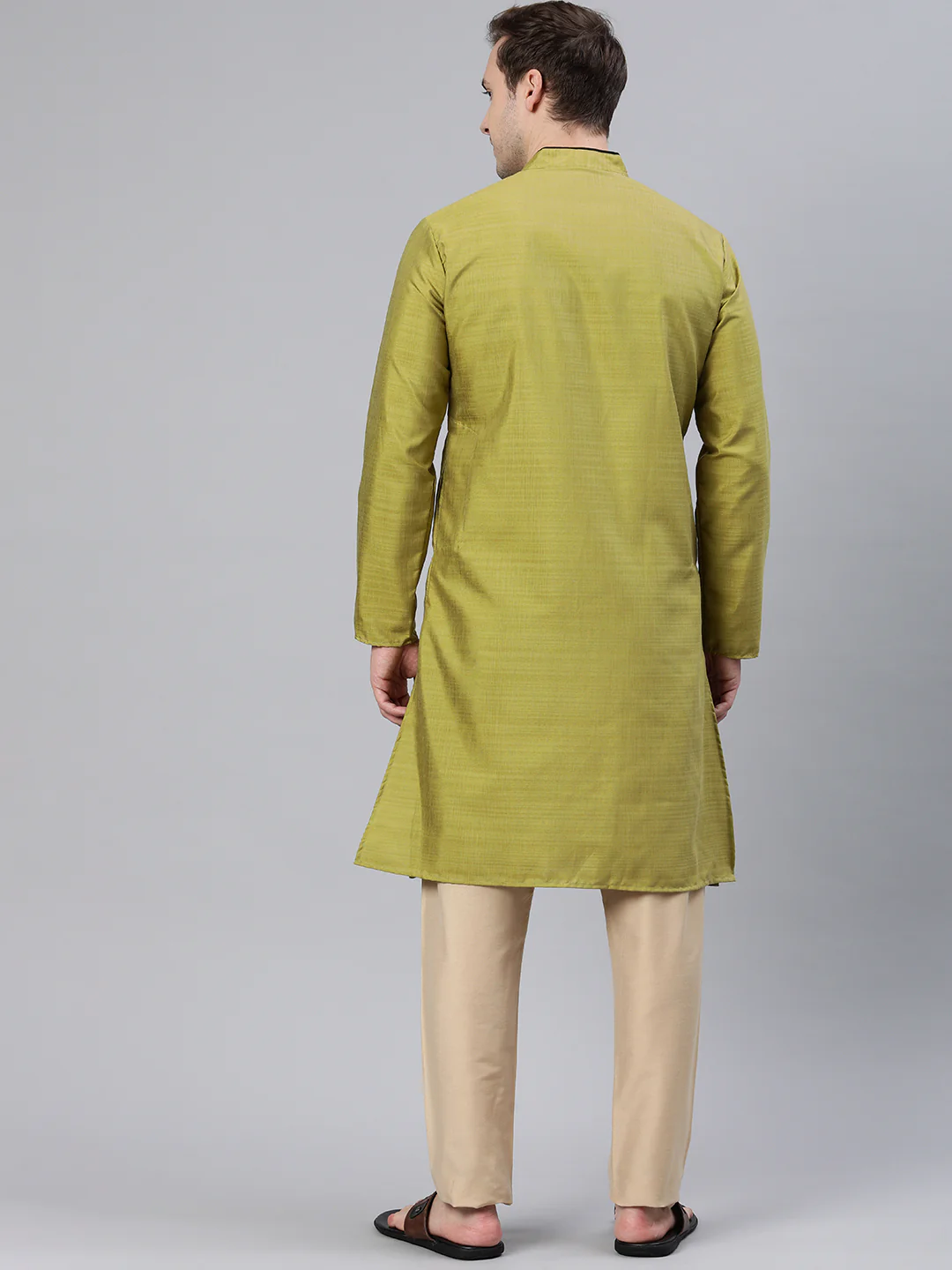 Majestic Man Regular Woven Design Fancy Long Kurta - Green - Image 6