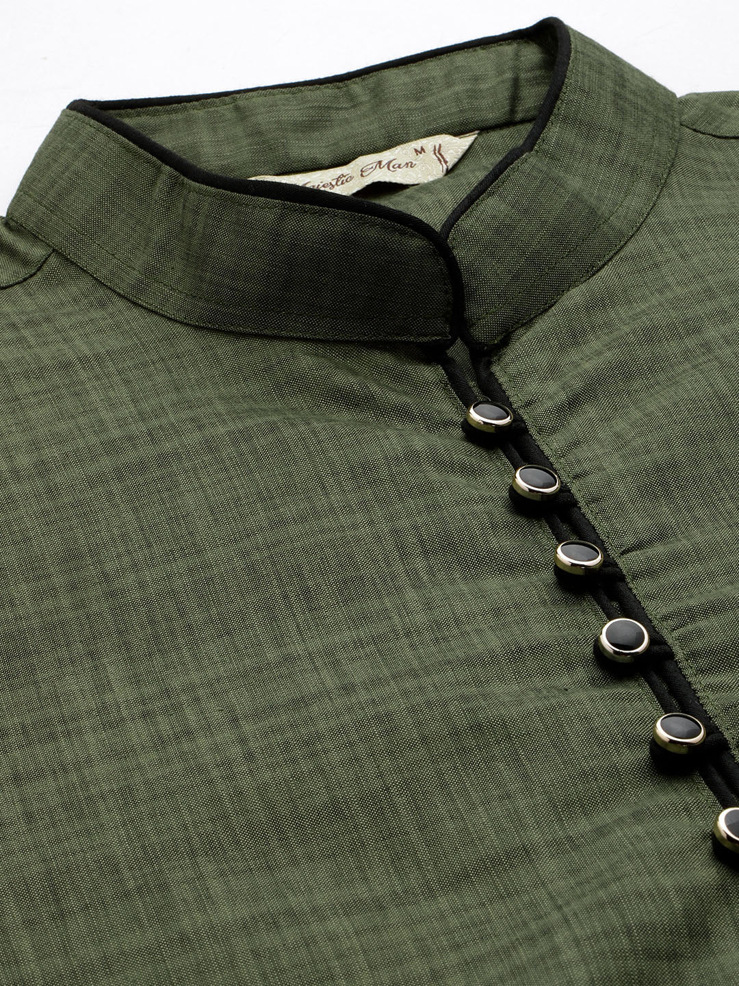 Majestic Man Regular Woven Design Fancy Long Kurta - Mehndi - Image 5