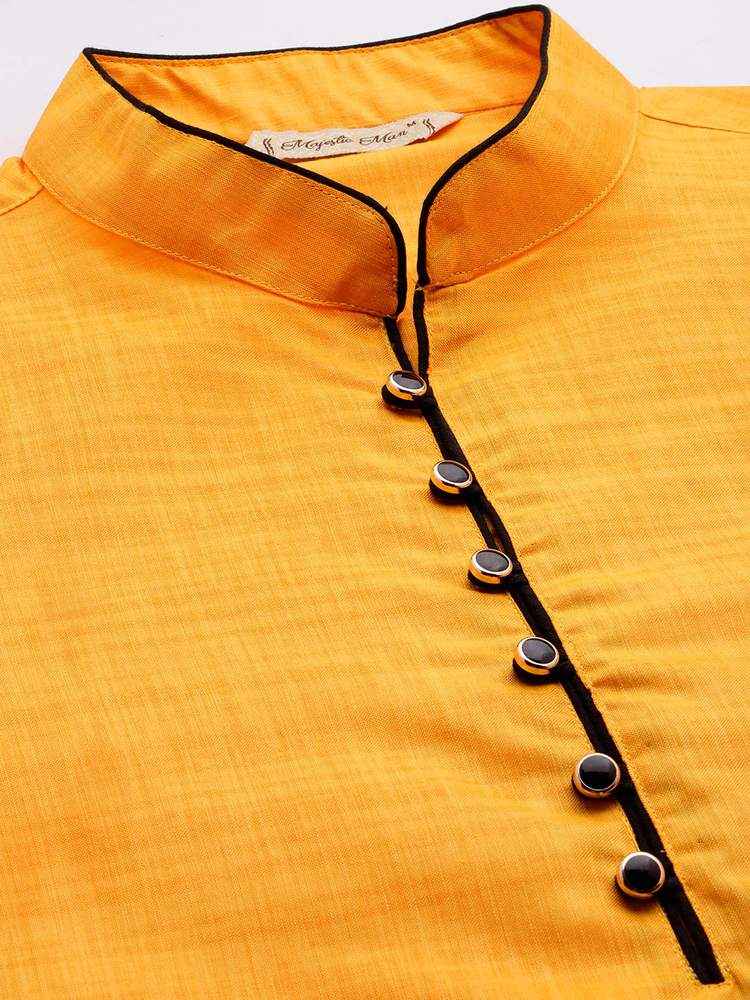 Majestic Man Regular Woven Design Fancy Long Kurta - Mustard - Image 4