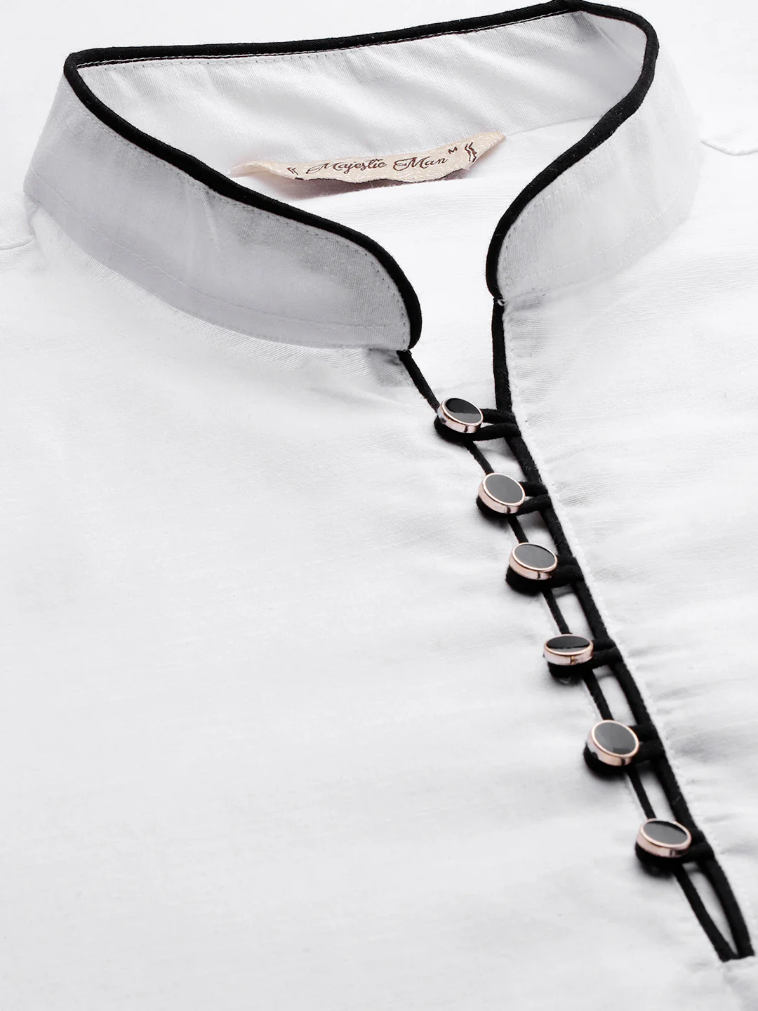 Majestic Man Regular Woven Design Fancy Long Kurta - White - Image 4