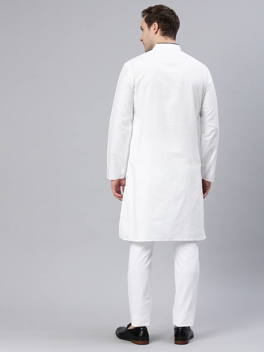 Majestic Man Regular Woven Design Fancy Long Kurta - White - Image 6