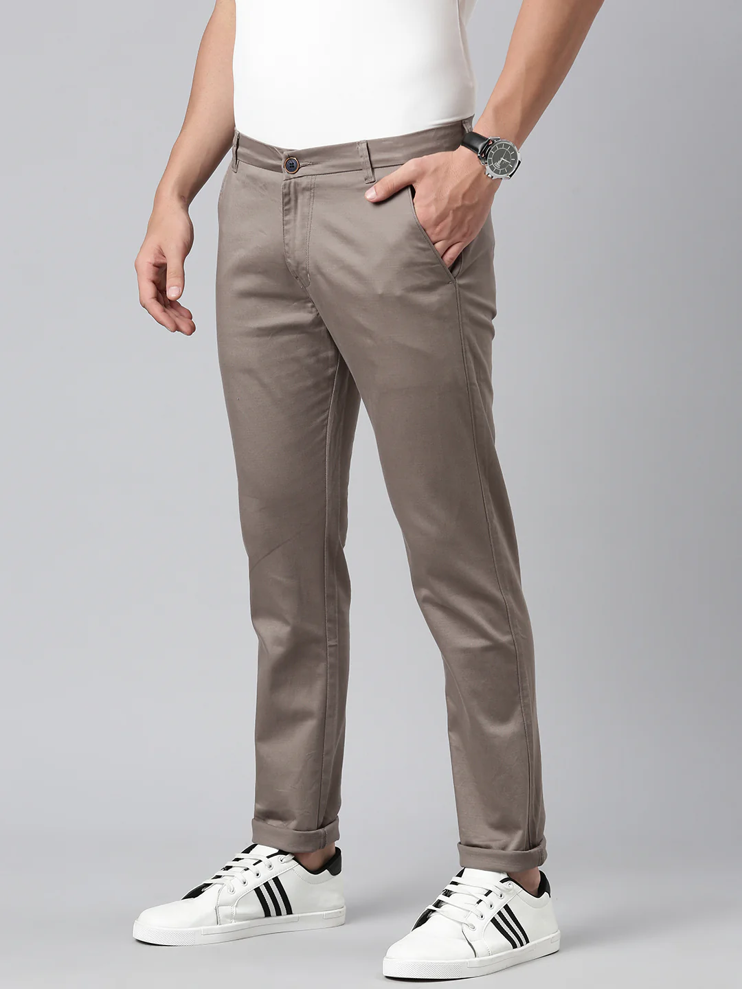Classic Men's Trousers for Effortless Style - Taupe - Image 6