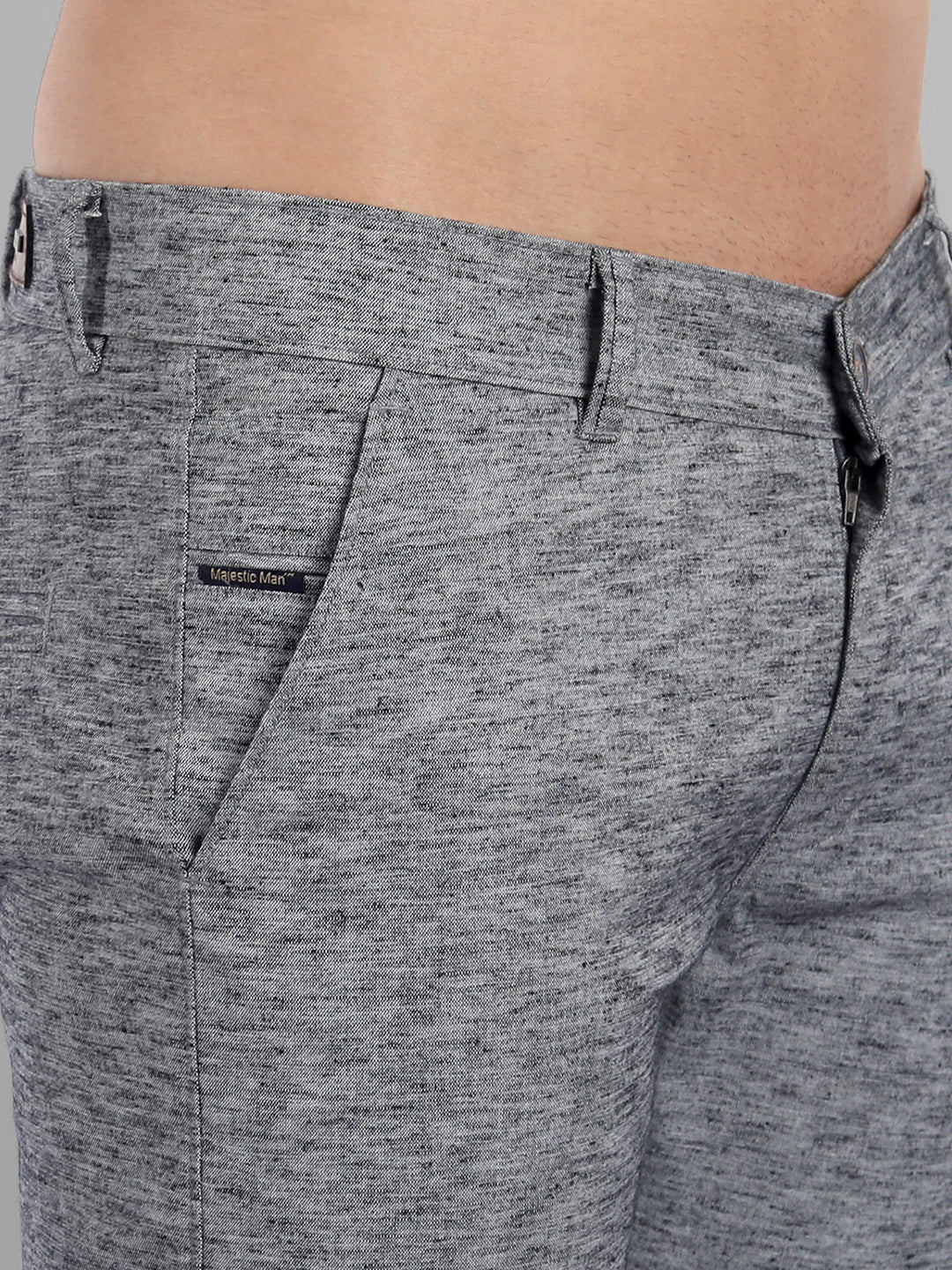 Majestic Man Regular Fit Pattern Finish Cotton Casual Solid Chinos Trouser - Navy Blue - Image 3