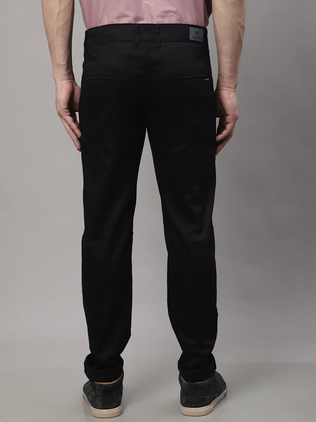 Majestic Man Regular Fit Satin Finish Cotton Casual Solid Chinos Trouser - Black - Image 5