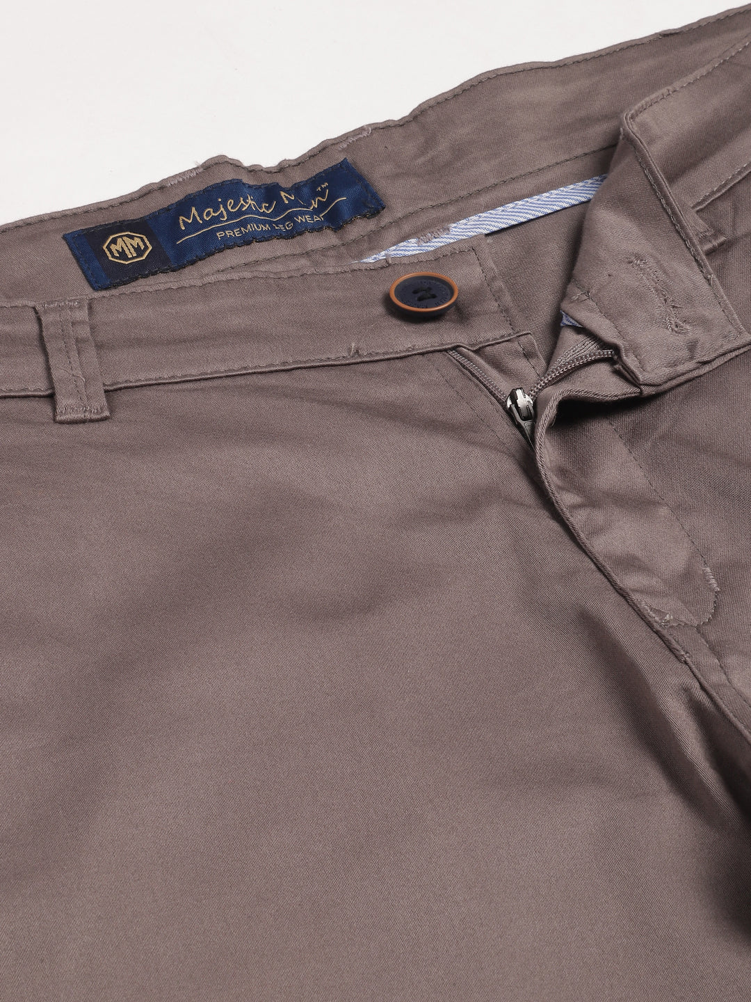 Majestic Man Regular Fit Satin Finish Cotton Casual Solid Chinos Trouser - Graphite - Image 3