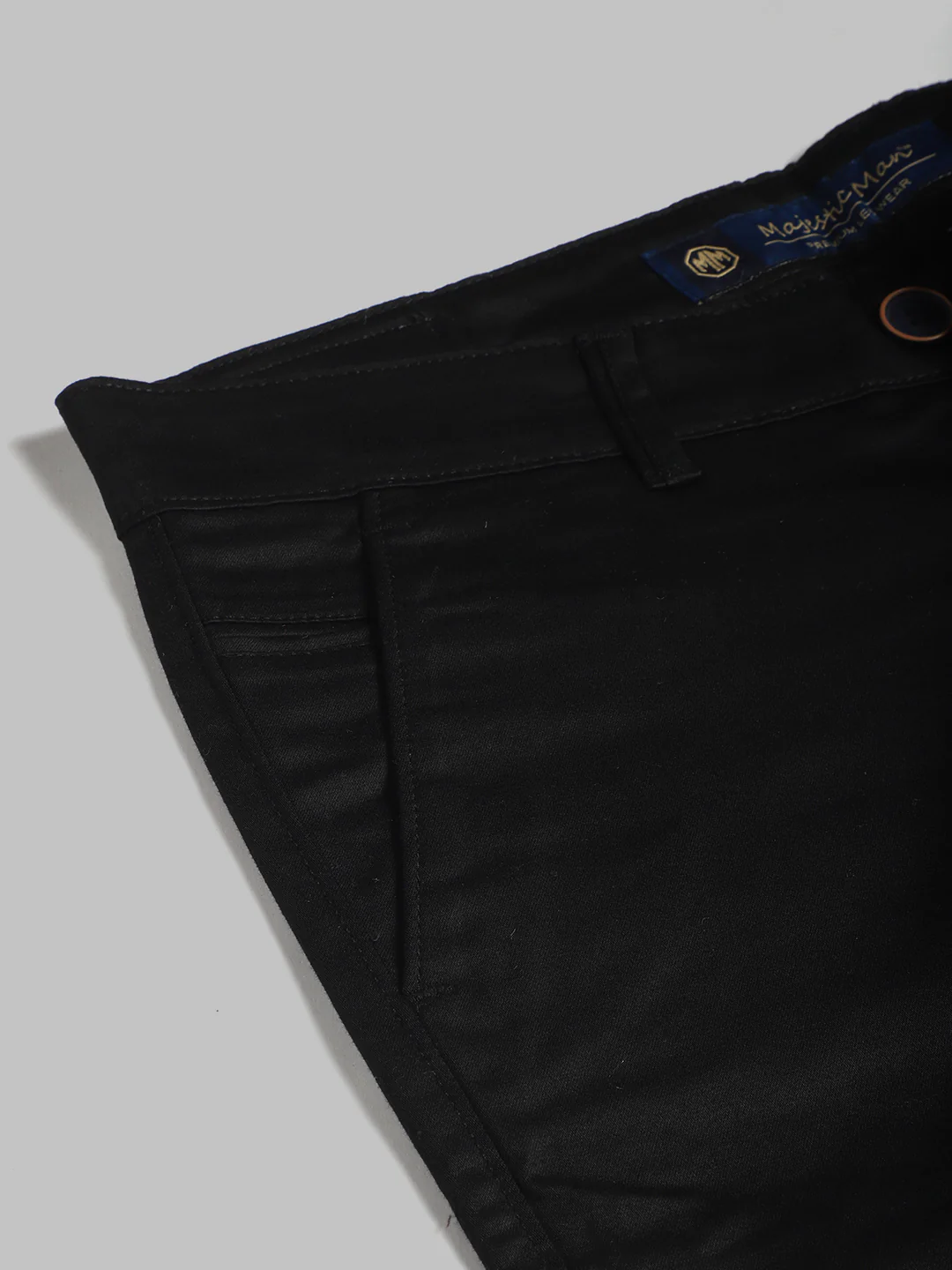 Majestic Man Regular Fit Satin Finish Cotton Casual Solid Chinos Trouser - Navy Blue - Image 9